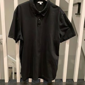 James Perse Standard black cotton short sleeve polo shirt.